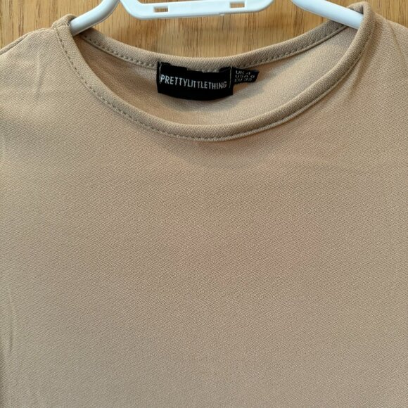 EUC PrettyLittleThing Cream Jersey Ribbed Short Sleeve Midi Dress - Picture 8 of 8